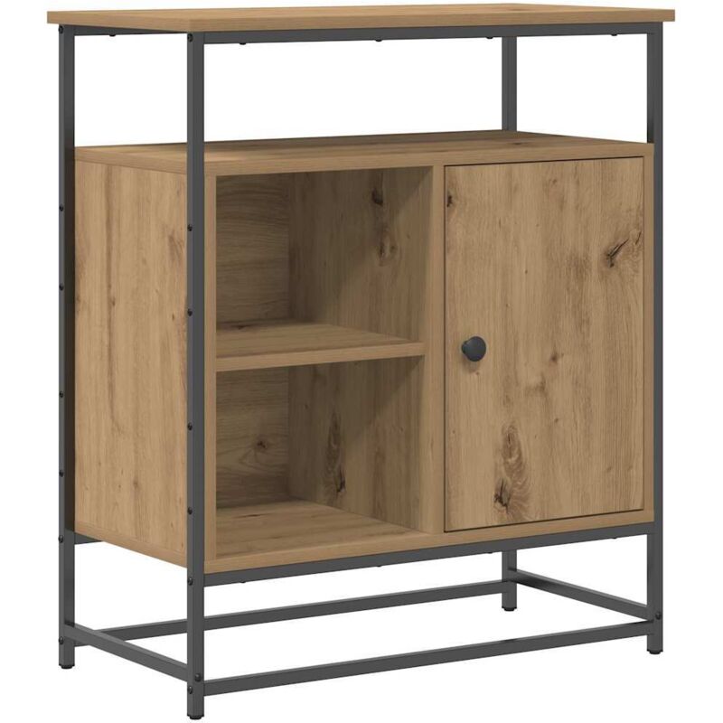 foto del prodotto vidaxl - sideboard artisan quercia 69x35x80 cm legno ingegnerizzato e acciaio