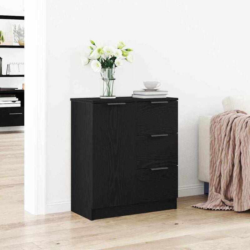 foto del prodotto vidaxl sideboard nero in rovere 60x30x70 cm realizzato in legno ingegnerizzato