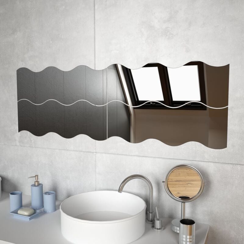 foto del prodotto vidaxl specchi da parete 4 pz 60x18,5 cm vetro a onda