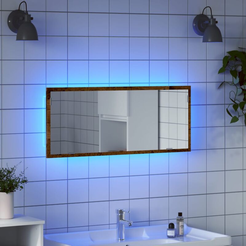foto del prodotto vidaxl specchio bagno led legno antico 100x8,5x37 cm legno multistrato