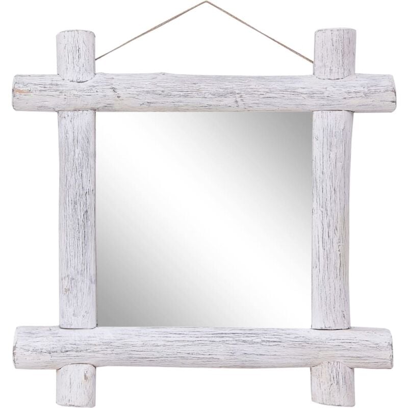 foto del prodotto vidaxl specchio con tronchi bianco 70x70 cm legno massello di recupero