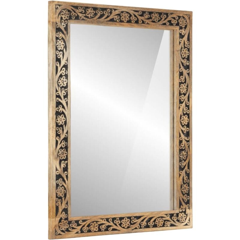 foto del prodotto vidaxl specchio da bagno 50x70x2,5 cm legno massello di mango e vetro
