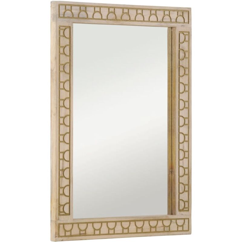 foto del prodotto vidaxl specchio da bagno 50x70x2,5 cm legno massello di mango e vetro