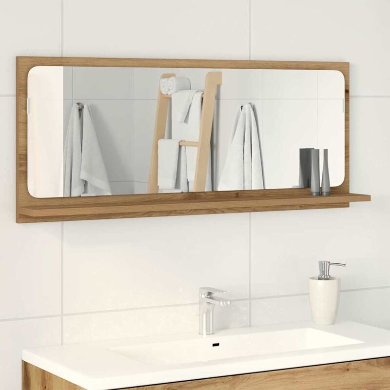 foto del prodotto vidaxl specchio da bagno artisian oak 90x10,5x37 cm in legno ingegnerizzato