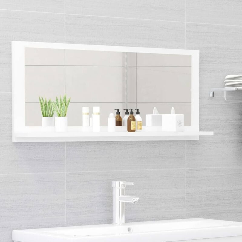 foto del prodotto vidaxl specchio da bagno bianco lucido 90x10,5x37 cm legno multistrato
