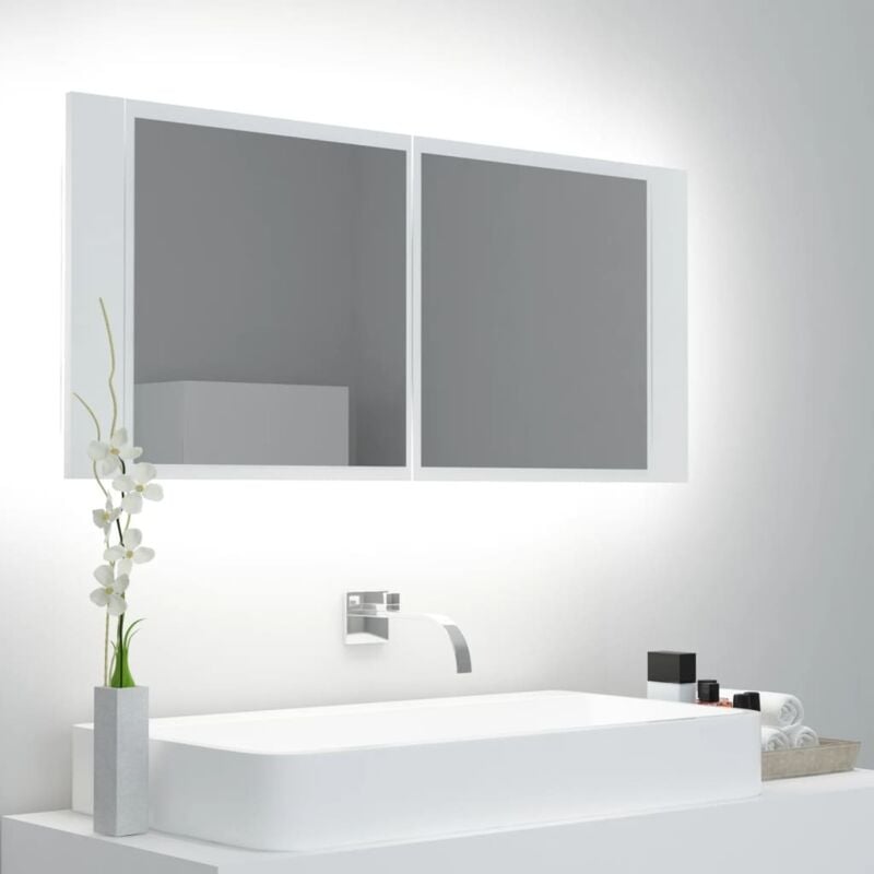 foto del prodotto vidaxl specchio da bagno con led bianco 100x12x45 cm in acrilico