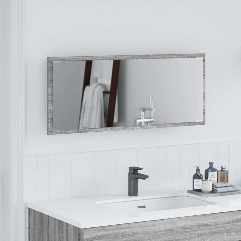foto del prodotto vidaxl specchio da bagno con luce led grigio sonoma 90x8,5x37 cm