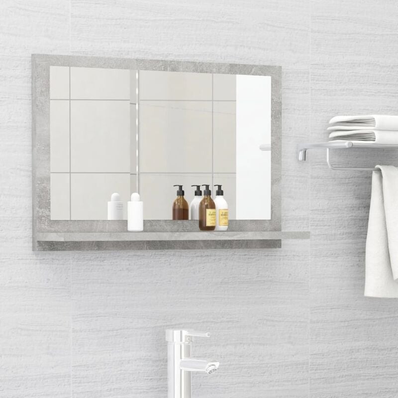 foto del prodotto vidaxl specchio da bagno grigio cemento 60x10,5x37 cm in truciolato