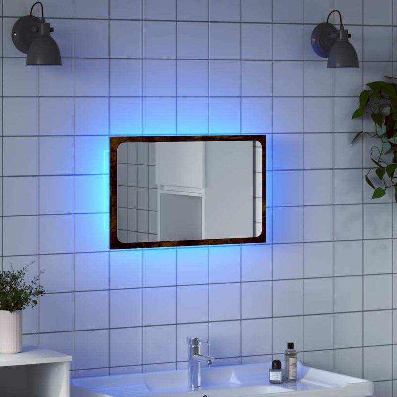 foto del prodotto vidaxl specchio da bagno led rovere sonoma 60x8,5x38 cm in truciolato