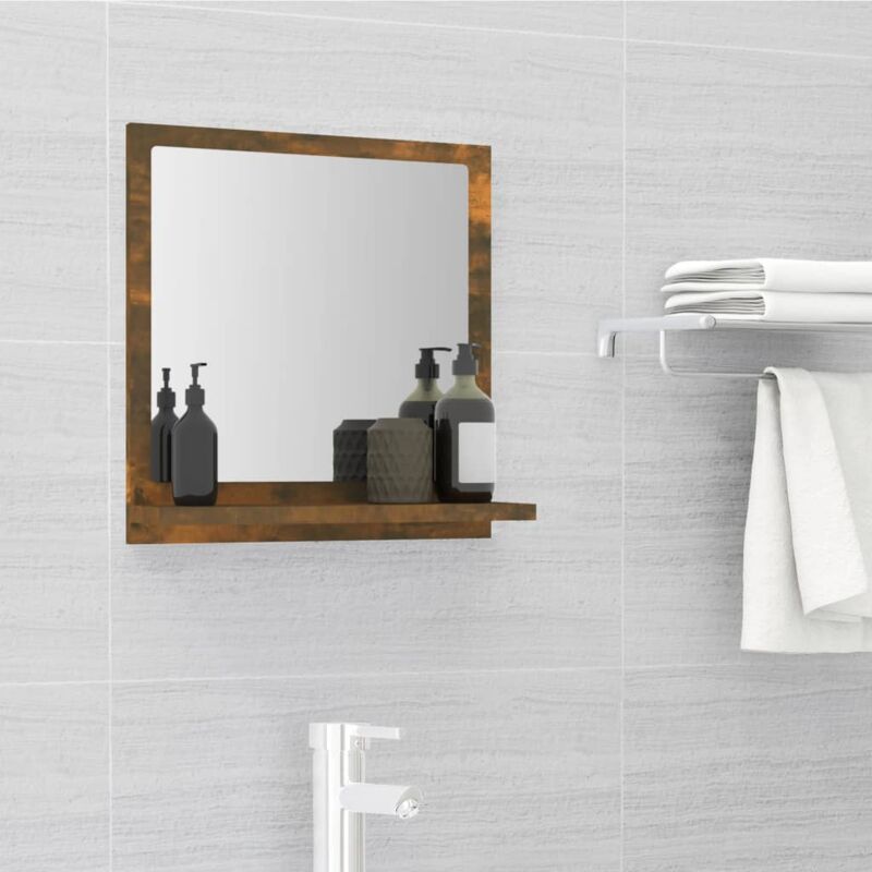 foto del prodotto vidaxl specchio da bagno rovere fumo 40x10,5x37cm in legno multistrato