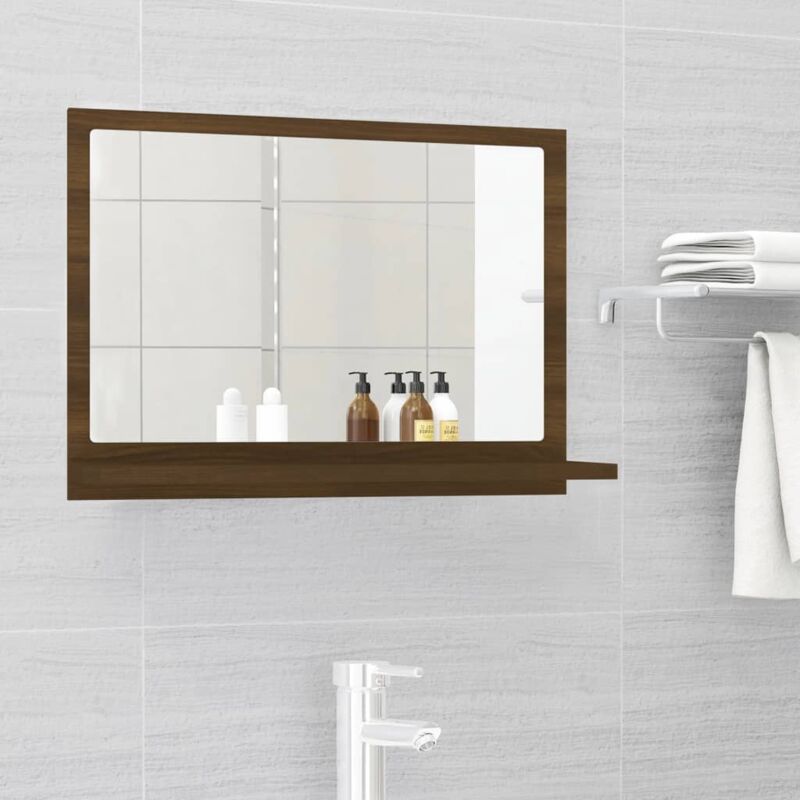 foto del prodotto vidaxl specchio da bagno rovere marrone 60x10,5x37cm legno multistrato