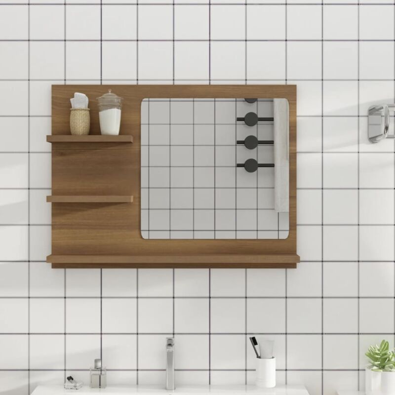 foto del prodotto vidaxl specchio da bagno rovere marrone 60x10,5x45cm legno multistrato
