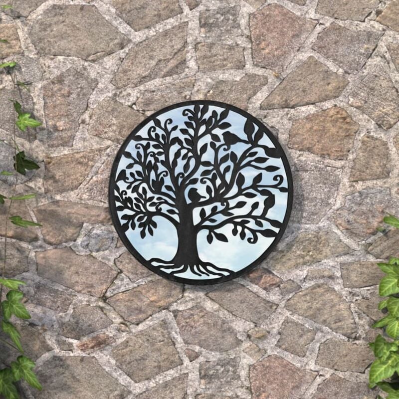 foto del prodotto vidaxl specchio da giardino nero 40x2,5 cm in ferro rotondo da esterno