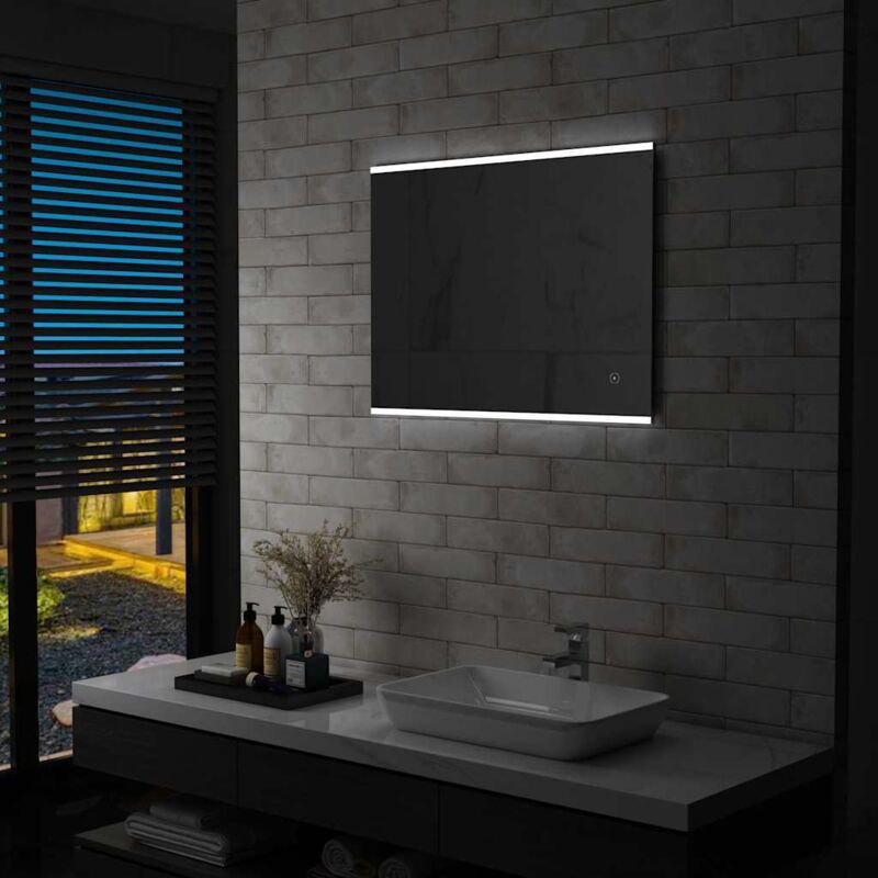 foto del prodotto vidaxl specchio da parete a led per bagno con sensore tattile elegante varie misure dimensioni 80 x 60 cm