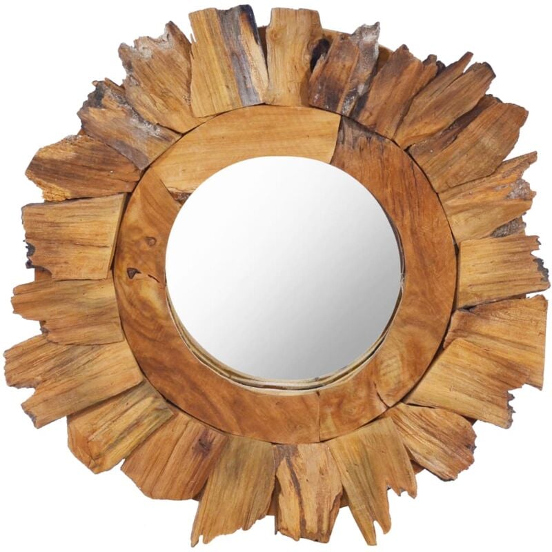foto del prodotto vidaxl specchio da parete in legno di teak rotondo vari dimensioni dimensioni 40 cm