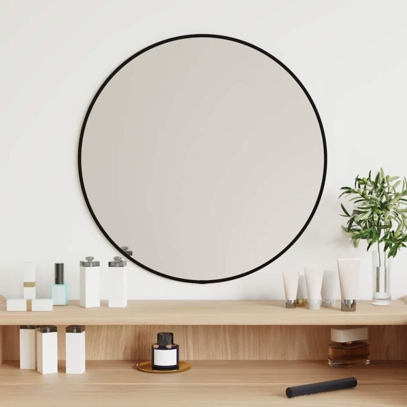 foto del prodotto vidaxl specchio da parete nero 50 cm rotondo
