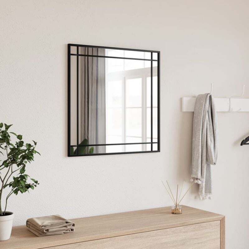 foto del prodotto vidaxl specchio da parete nero 50x50 cm quadrato in ferro