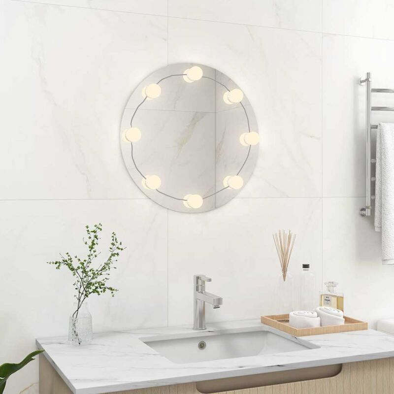 foto del prodotto vidaxl specchio da parete rotondo con luci led in vetro