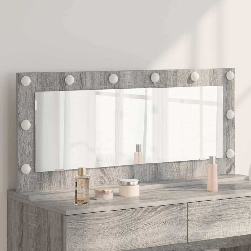 foto del prodotto vidaxl specchio da toeletta con luci led grigio sonoma 100x45x18 cm