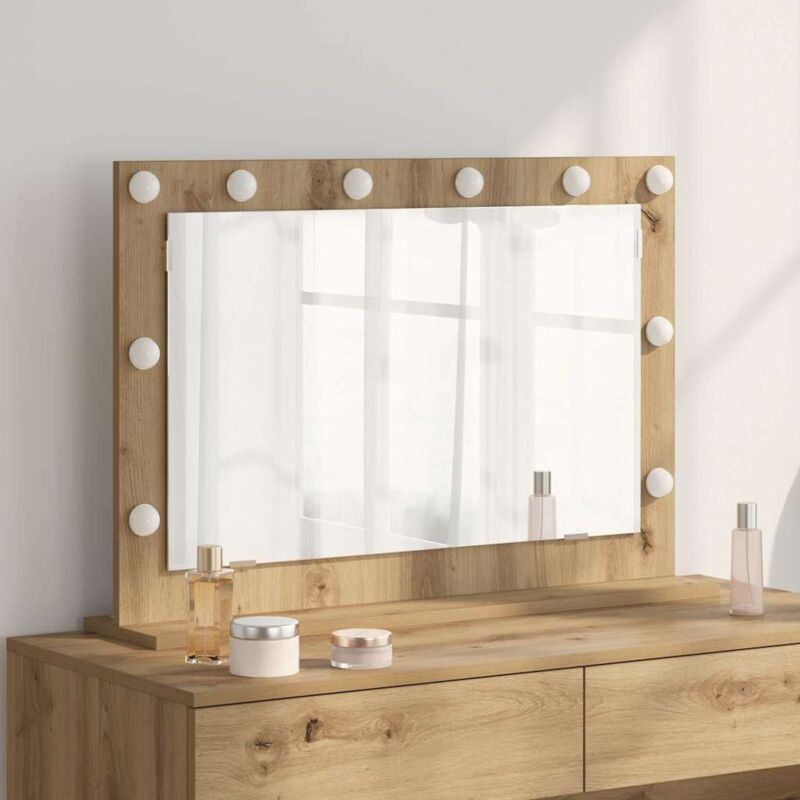 foto del prodotto vidaxl specchio da toeletta rovere artigianale, bianco legno, metallo, vetro