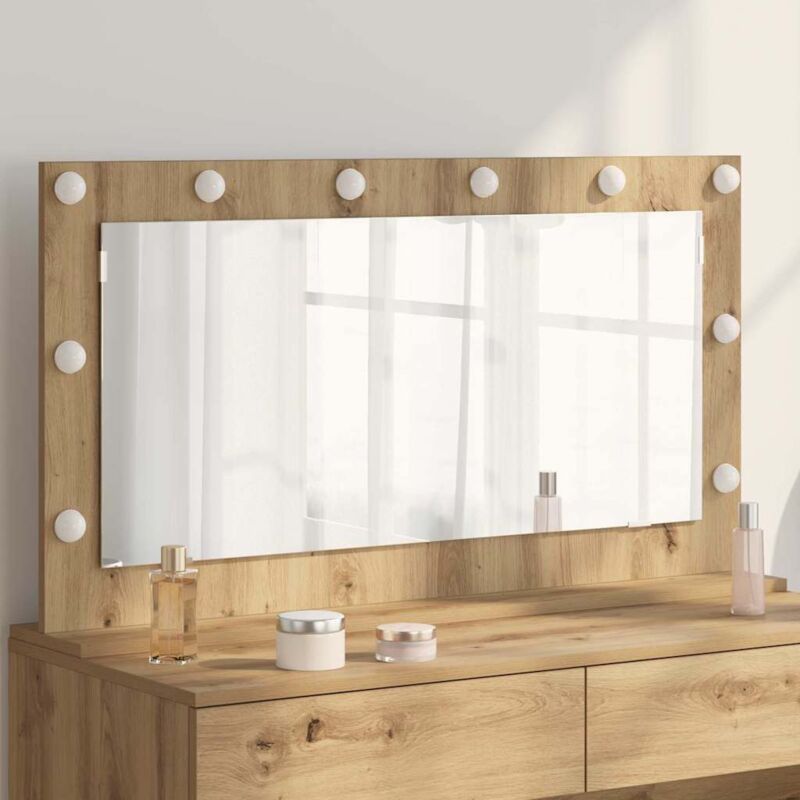foto del prodotto vidaxl specchio da toeletta rovere artigianale legno e vetro 100 x 55 cm
