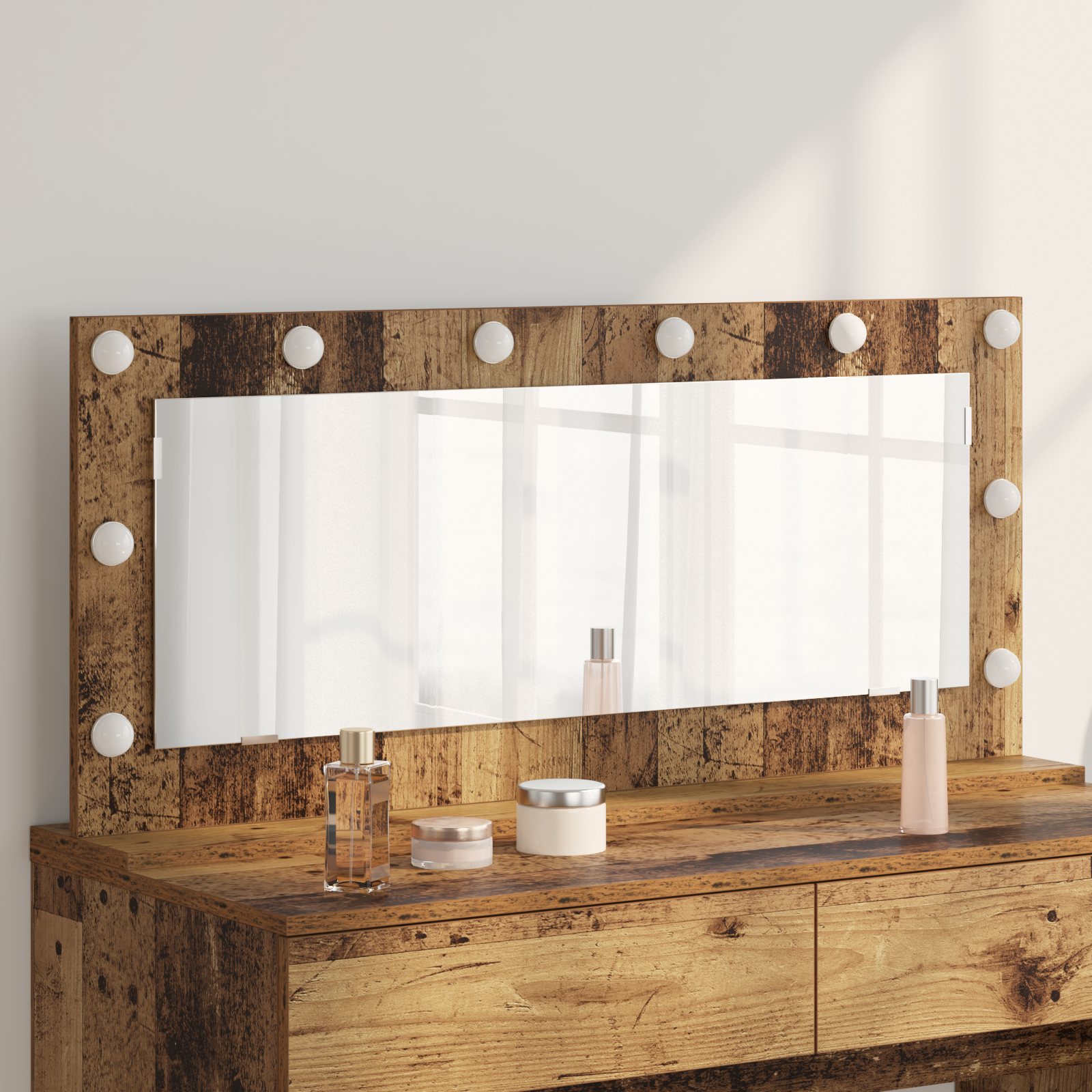 foto del prodotto vidaxl specchio da vanit con specchio legno vecchio 100 x 45 x 18 cm