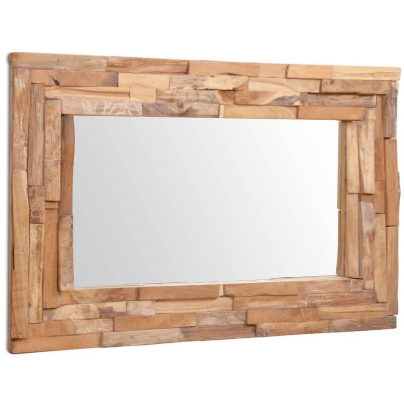 foto del prodotto vidaxl specchio decorativo in legno di teak 90x60 cm rettangolare 307968