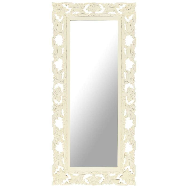 foto del prodotto vidaxl specchio intagliato a mano bianco 110x50cm in massello di mango