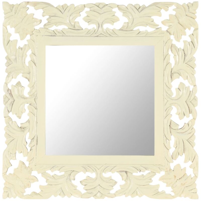 foto del prodotto vidaxl specchio intagliato a mano bianco 50x50 cm in massello di mango