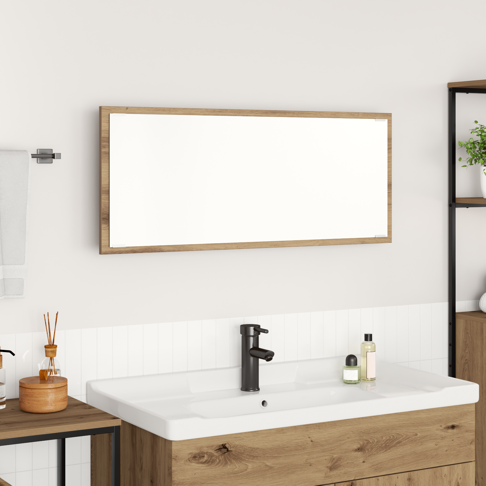 foto del prodotto vidaxl specchio rovere artigianale 90 x 8.5 x 37 cm legno multistrato
