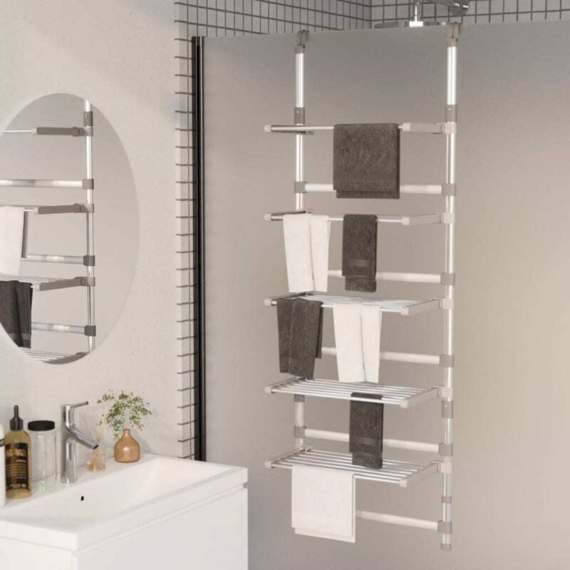 foto del prodotto vidaxl stendibiancheria pensile a 5 livelli in alluminio
