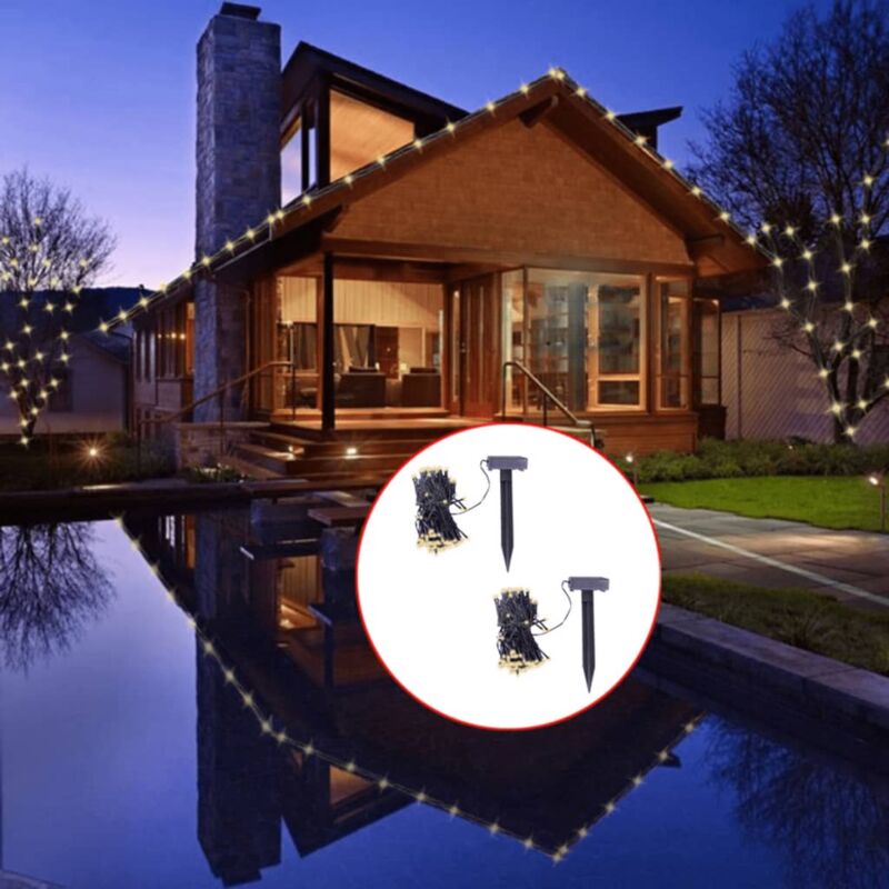 foto del prodotto vidaxl stringa solare di luci led 2 pz bianco caldo