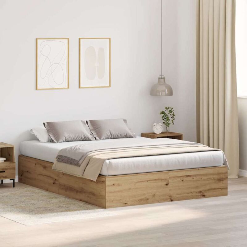 foto del prodotto vidaxl struttura del letto storage in quercia artisan 150x200 cm