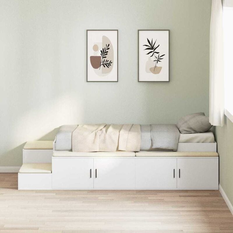 foto del prodotto vidaxl - struttura letto con contenitore bianco 244 x 127 x 53.5 cm