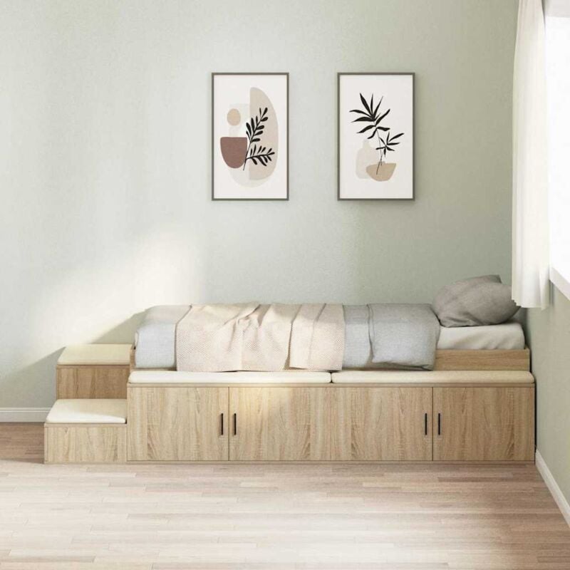 foto del prodotto vidaxl struttura letto con contenitore con cassetto rovere sonoma