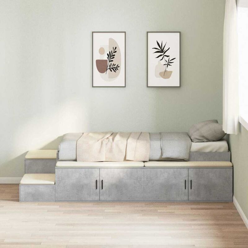 foto del prodotto vidaxl struttura letto con contenitore grigio cemento 80x200 cm
