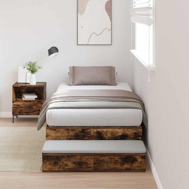 foto del prodotto vidaxl struttura letto contenitore quercia affumicata 100x200 cm