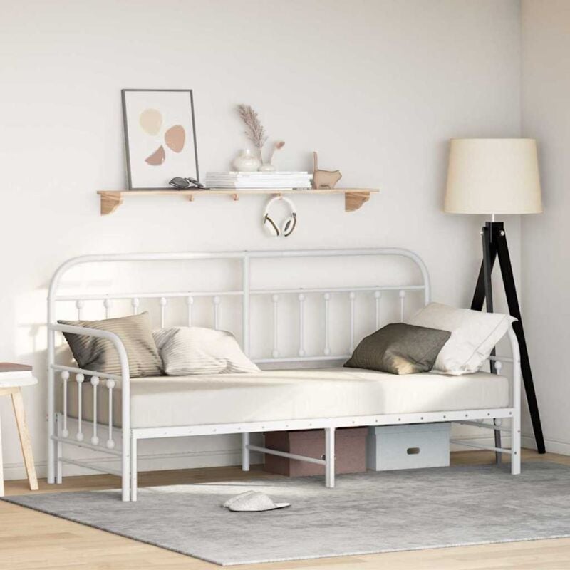 foto del prodotto vidaxl struttura letto giorno con letto estraibile bianco 80x200 cm in acciaio