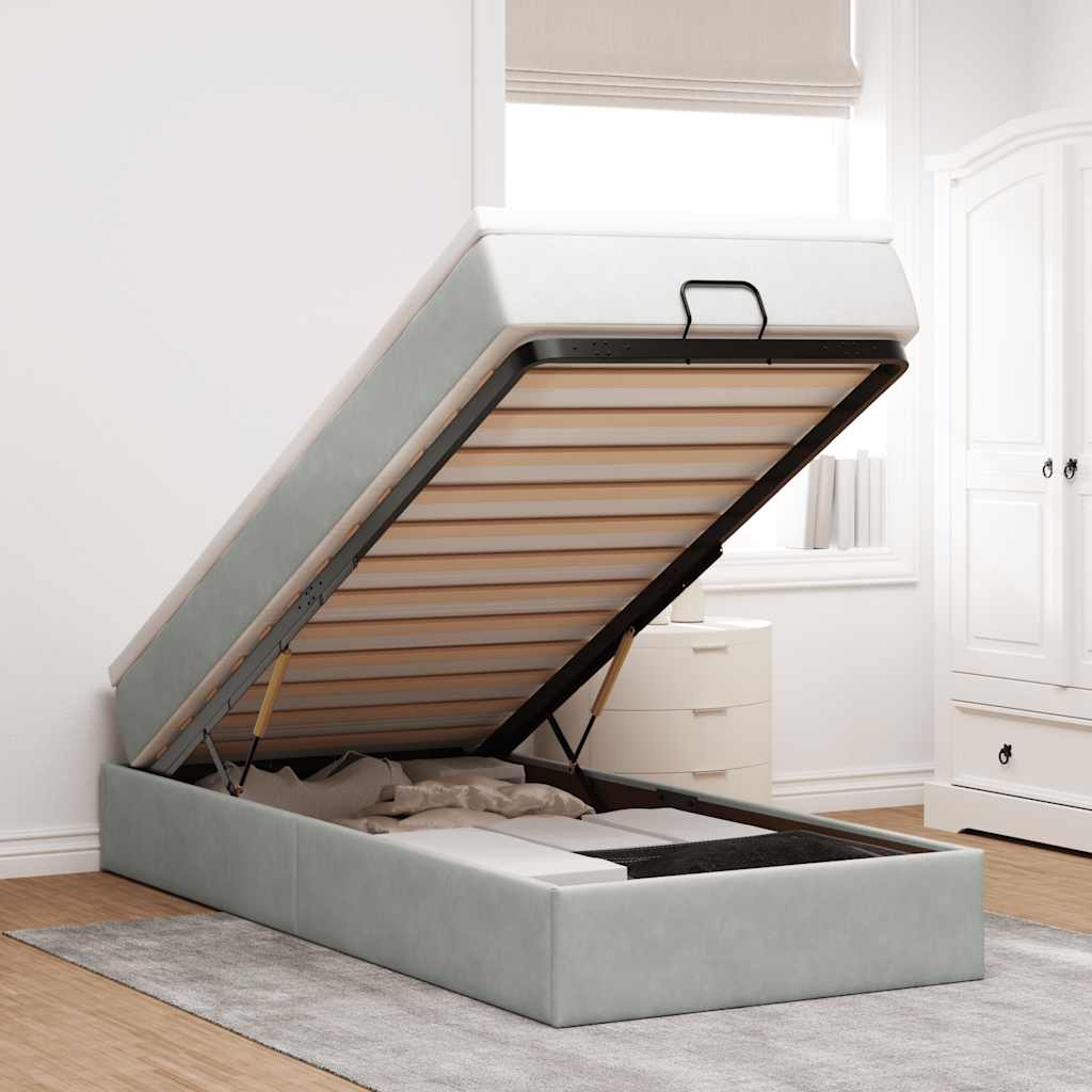 foto del prodotto vidaxl struttura letto pouf con materasso 100x200 cm velluto