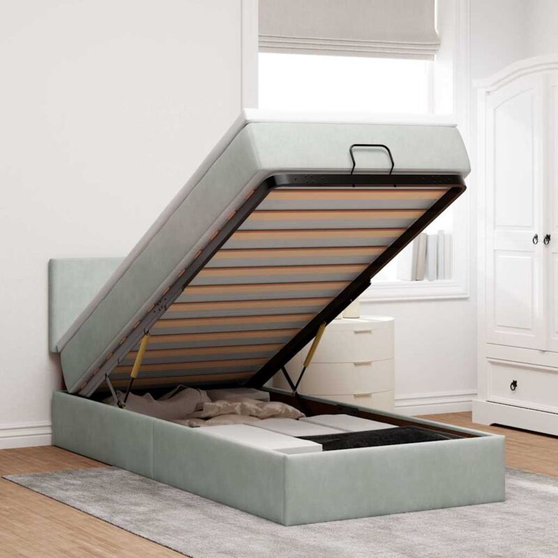 foto del prodotto vidaxl struttura letto pouf con materasso 100x200 cm velluto