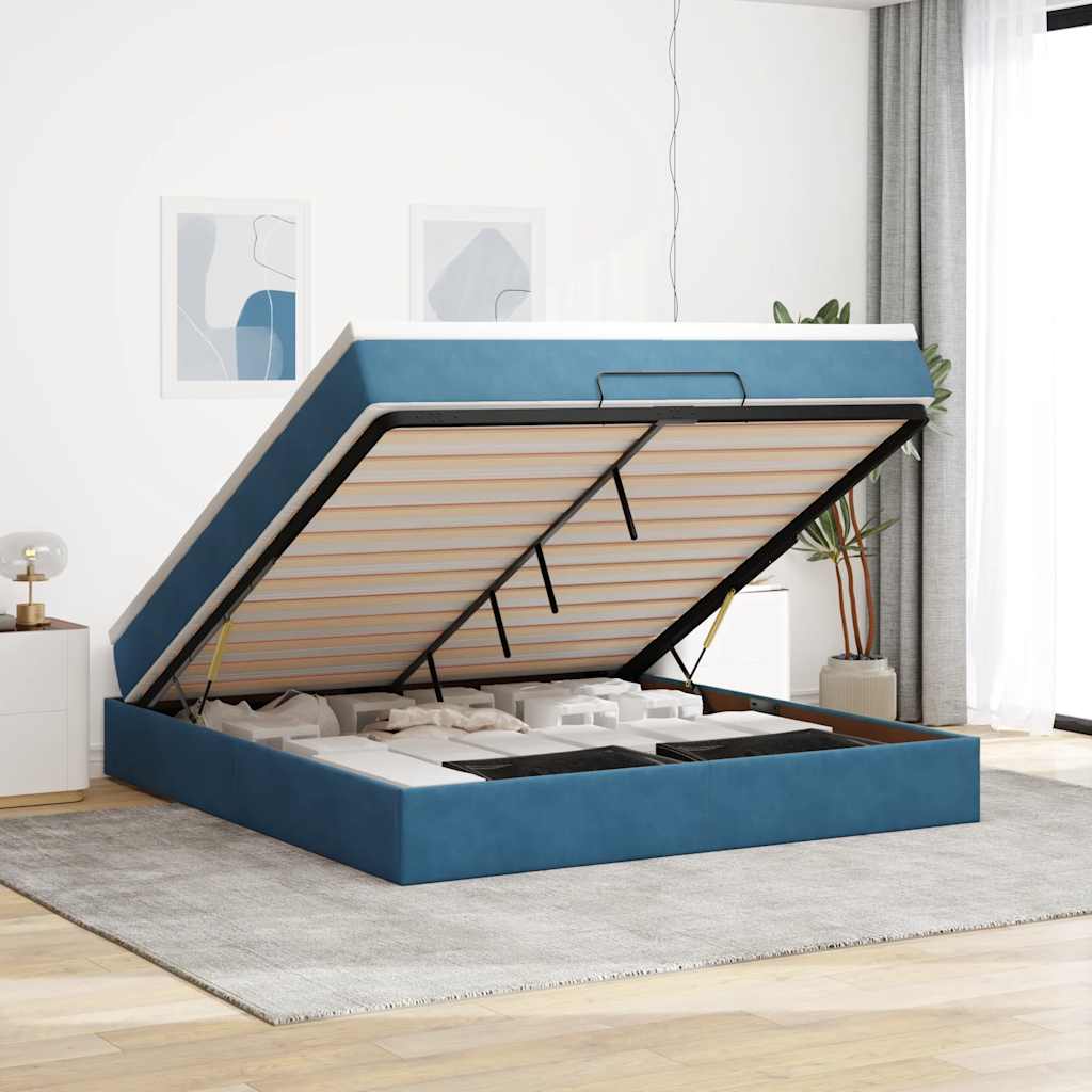 foto del prodotto vidaxl struttura letto pouf con materasso 160x200 cm in velluto