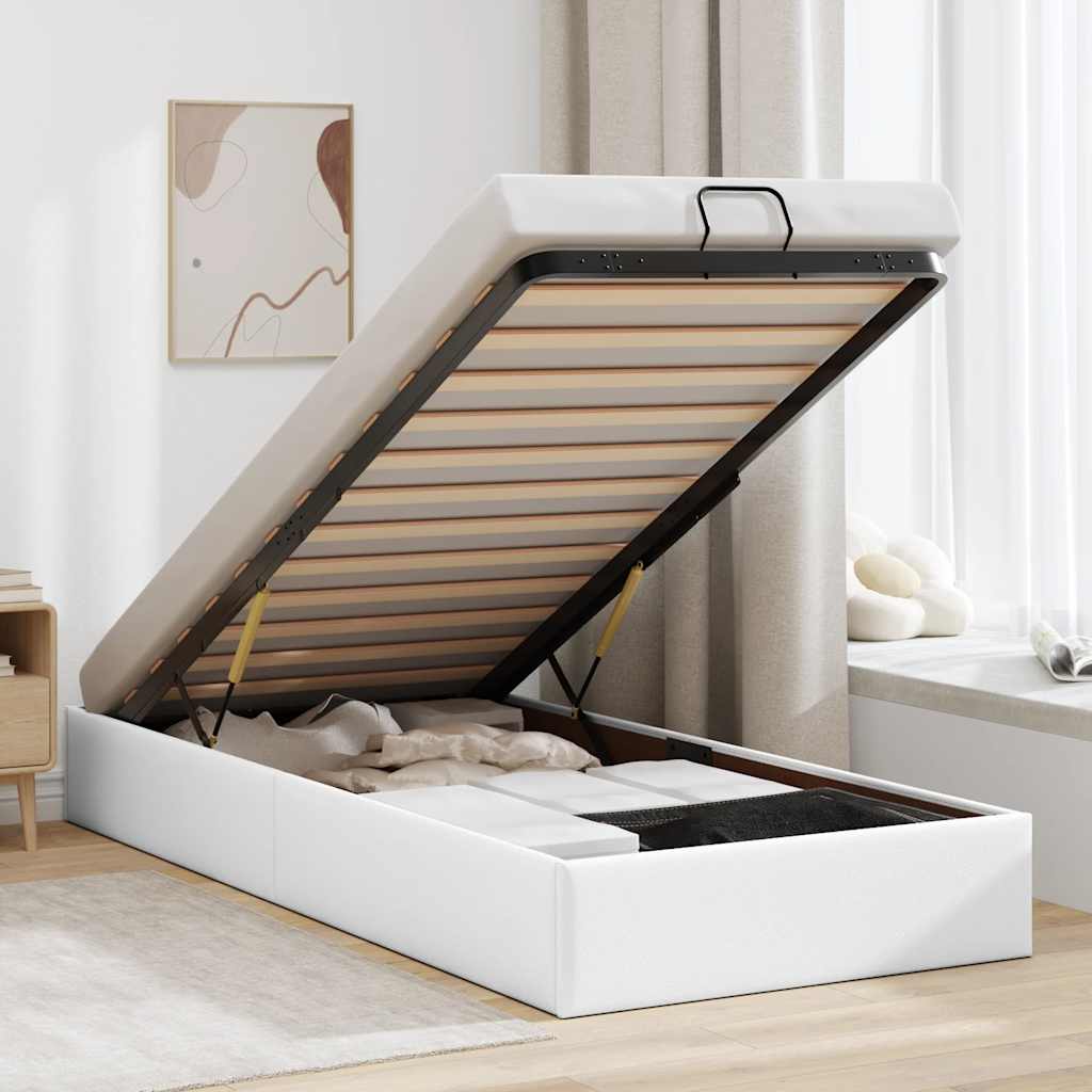 foto del prodotto vidaxl struttura letto pouf senza materasso bianco 90x200cm similpelle