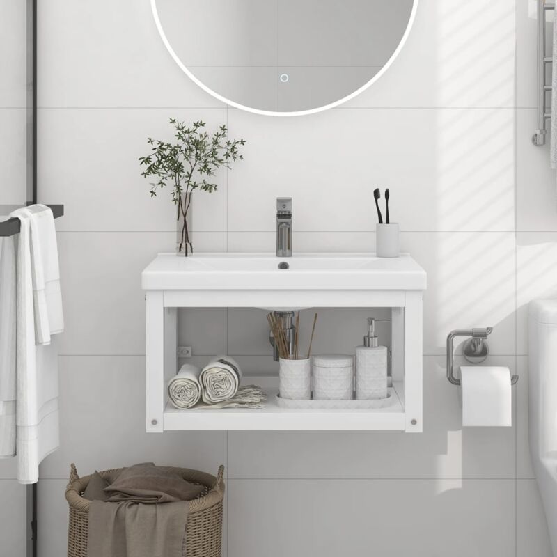 foto del prodotto vidaxl struttura per lavabo a parete bianca 59x38x31 cm in ferro