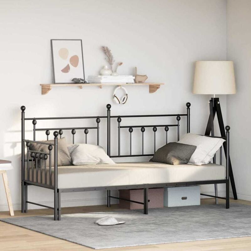 foto del prodotto vidaxl struttura per letto di giorno nero 80 x 200 cm acciaio
