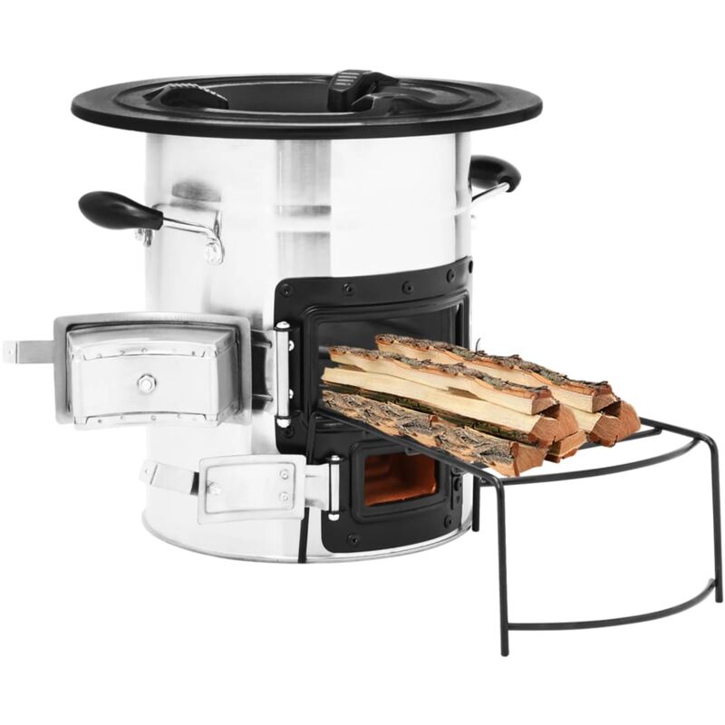foto del prodotto vidaxl stufa a legna da campeggio argento 51,5x35x30,5 cm acciaio inox