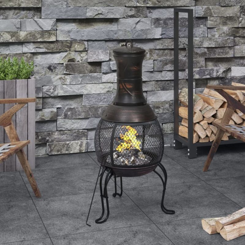 foto del prodotto vidaxl stufa da giardino con attizzatoio 39x39x90 cm in acciaio