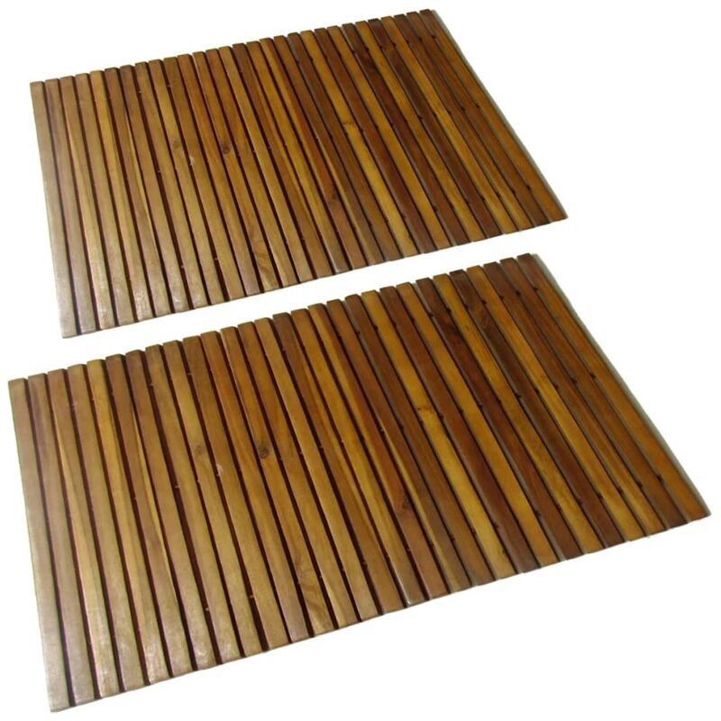 foto del prodotto vidaxl stuoia per bagno in legno di acacia verniciato 80 x 50 cm vari pezzi modelli 2 pz