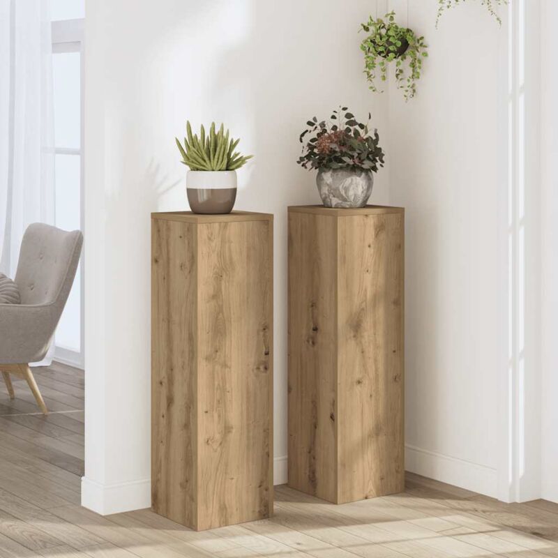 foto del prodotto vidaxl supporti per piante 2 pz rovere 25x25x80 cm in multistrato