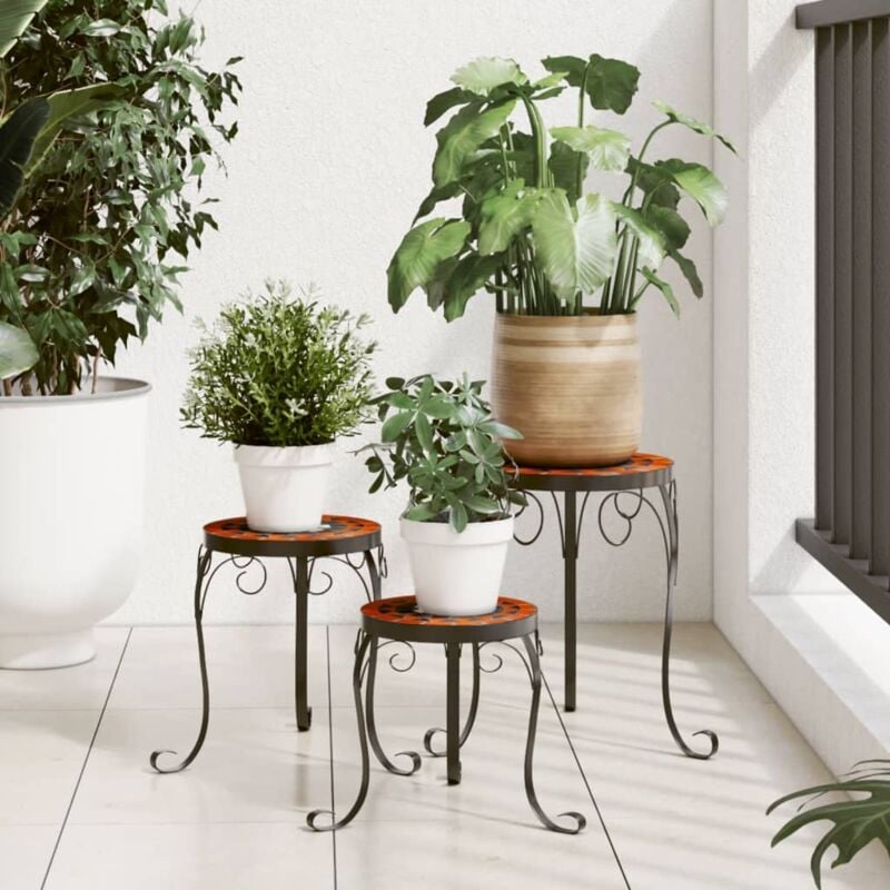 foto del prodotto vidaxl supporti per piante 3 pz terracotta e bianco in ceramica
