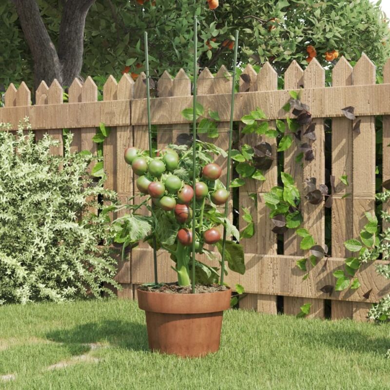 foto del prodotto vidaxl supporti piante da giardino con 3 anelli 5pz verde 60cm acciaio